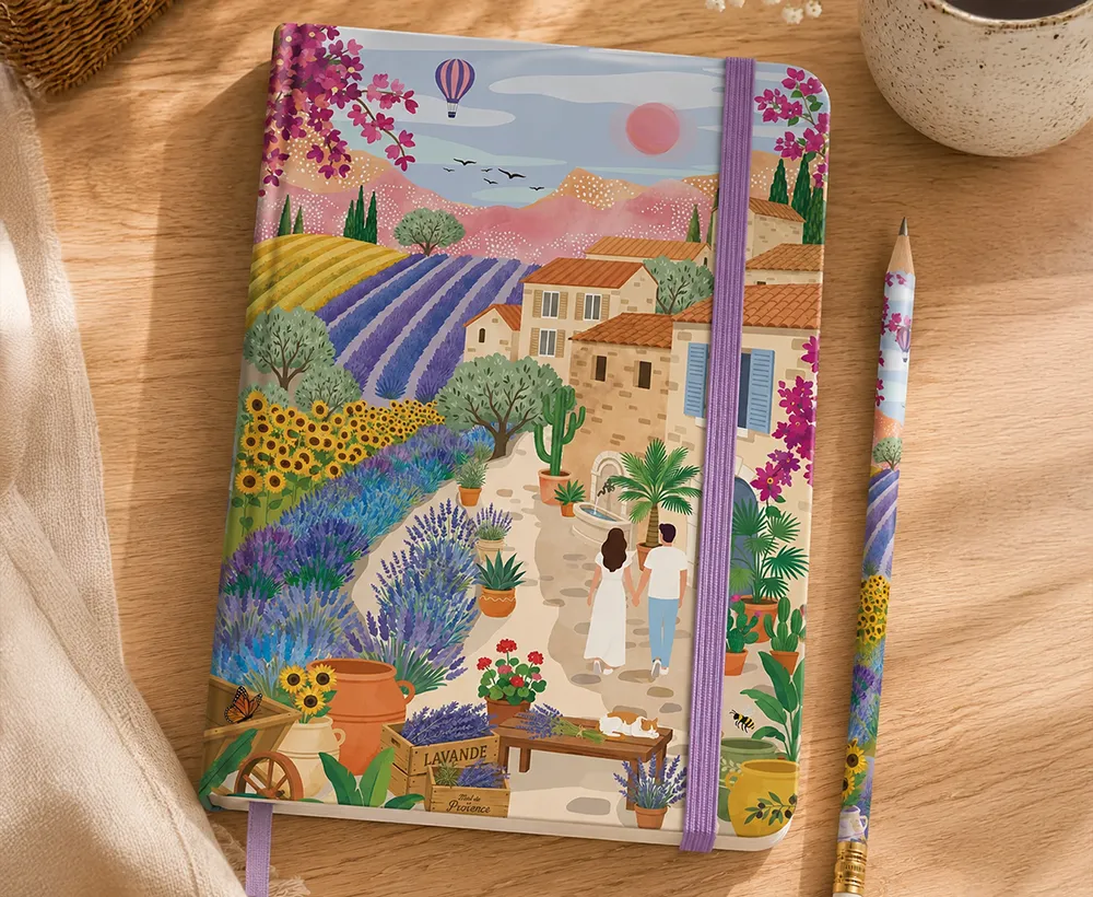Illustration Story & Sun présentée sur la couverture d’un carnet