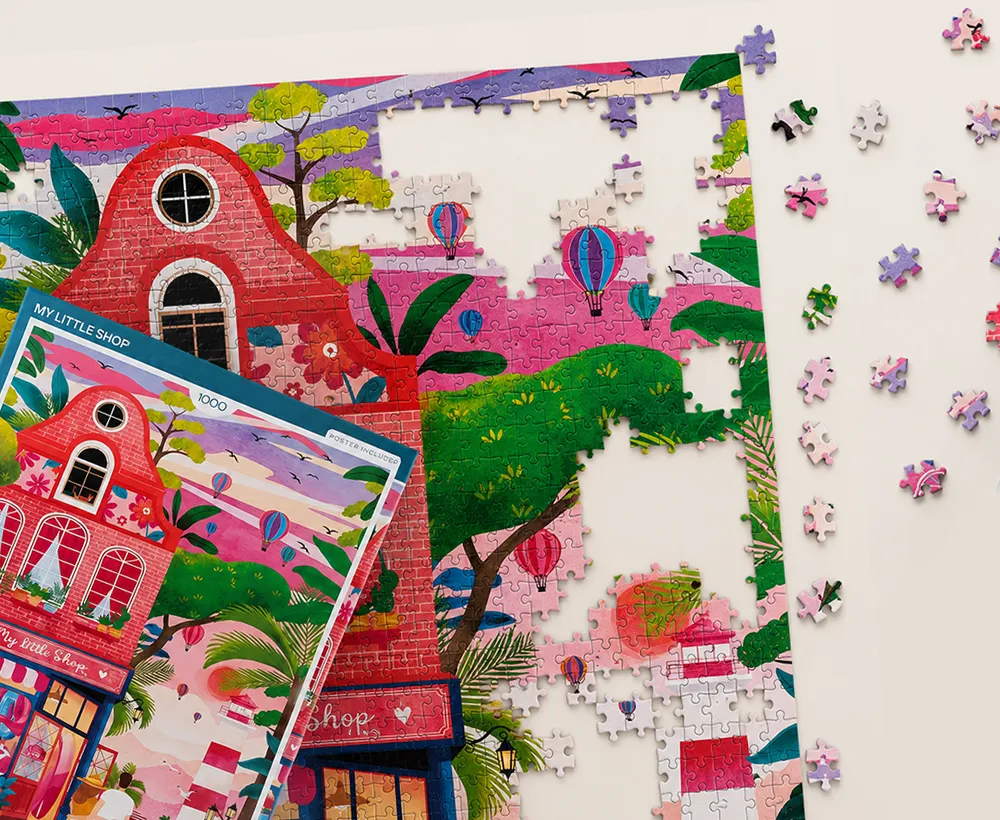 Illustration Story & Sun présentée sur un puzzle et sa boîte